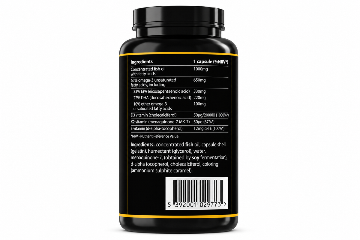 NeuroThrive™ Premium Omega-3 · 5-in-1 with D3, K2 & Vitamin E