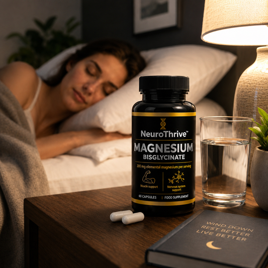 NeuroThrive™ Magnesium Bisglycinate benefits — muscle relaxation, nervous system support, better sleep