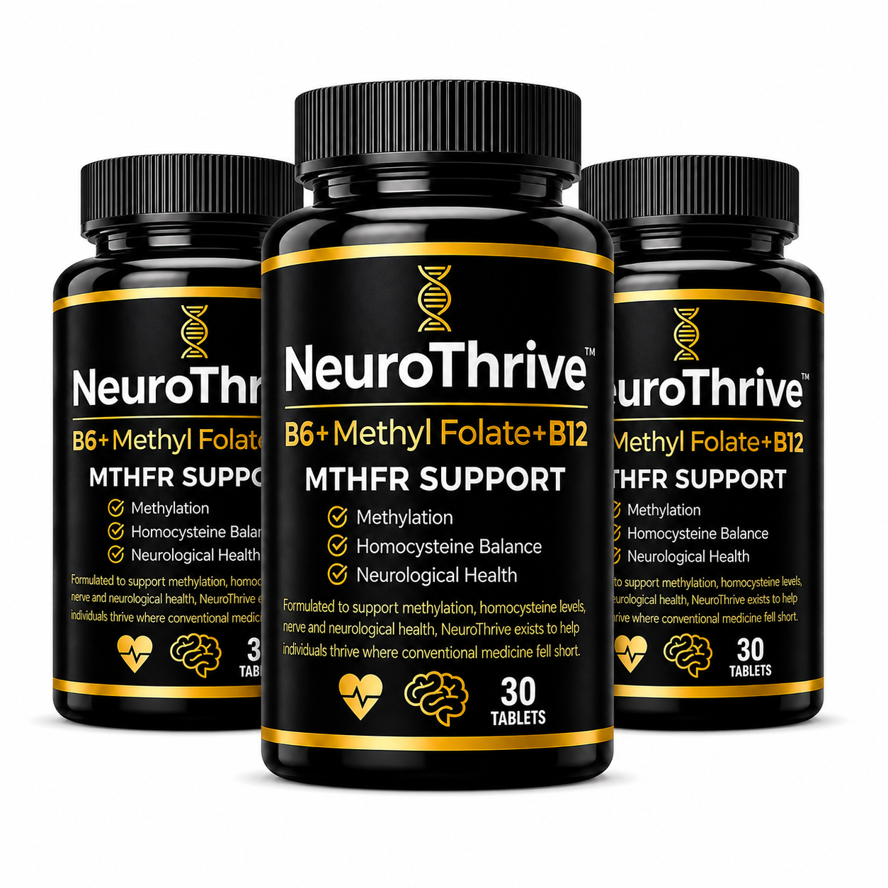 NeuroThrive™ MTHFR Support 3 Month Bundle — three bottles of methylated B vitamins best value Ireland