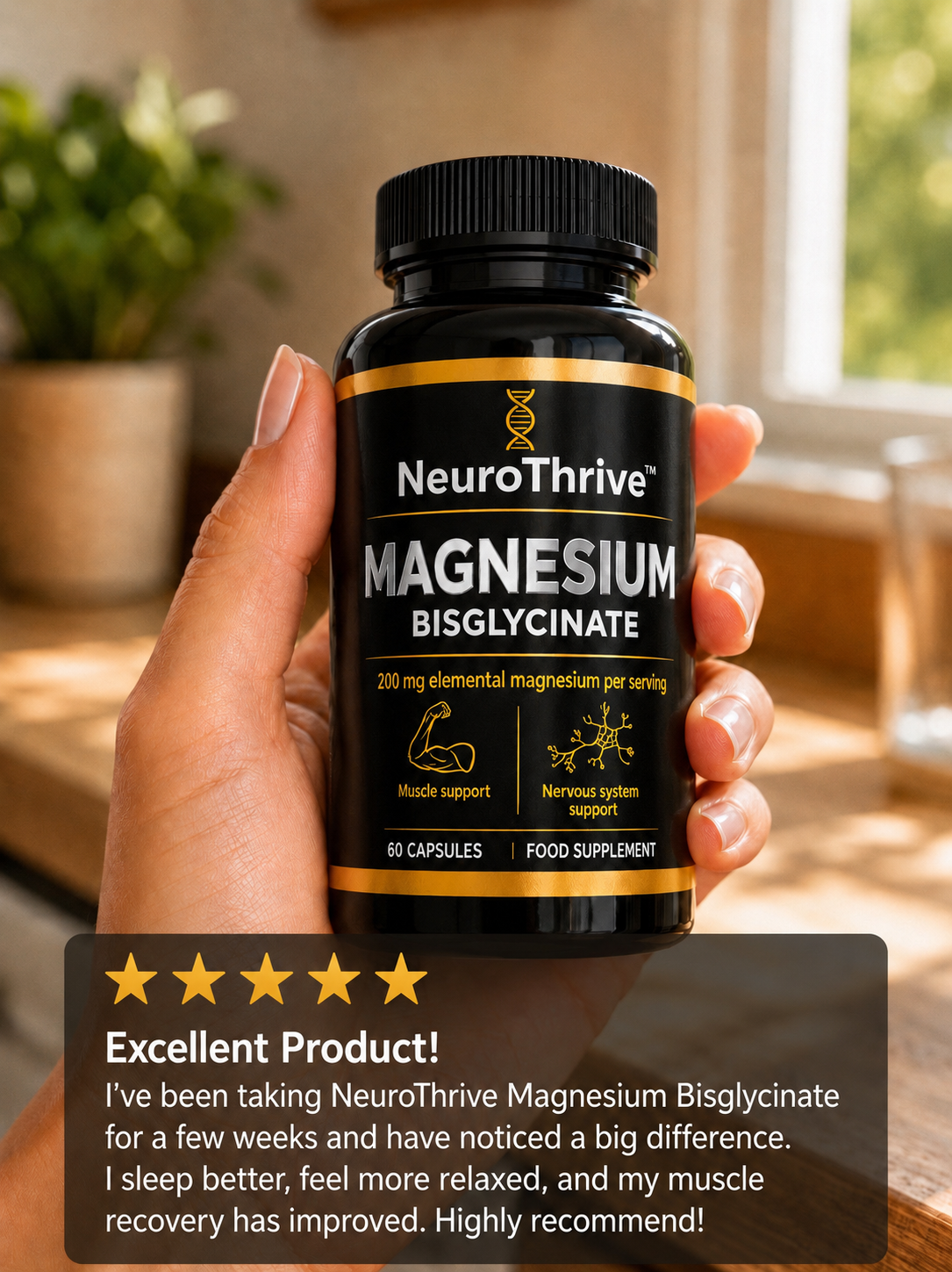 NeuroThrive™ Magnesium Bisglycinate — highly absorbable magnesium for sleep, stress and relaxation