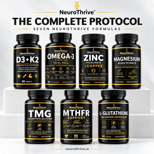 NeuroThrive The Complete Protocol — all seven NeuroThrive supplement bottles together