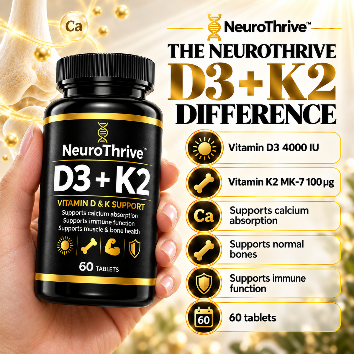 NeuroThrive™ D3 + K2