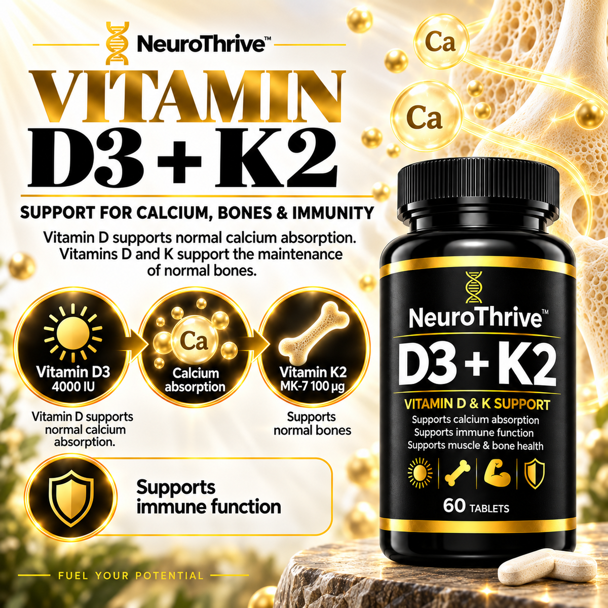 NeuroThrive™ D3 + K2