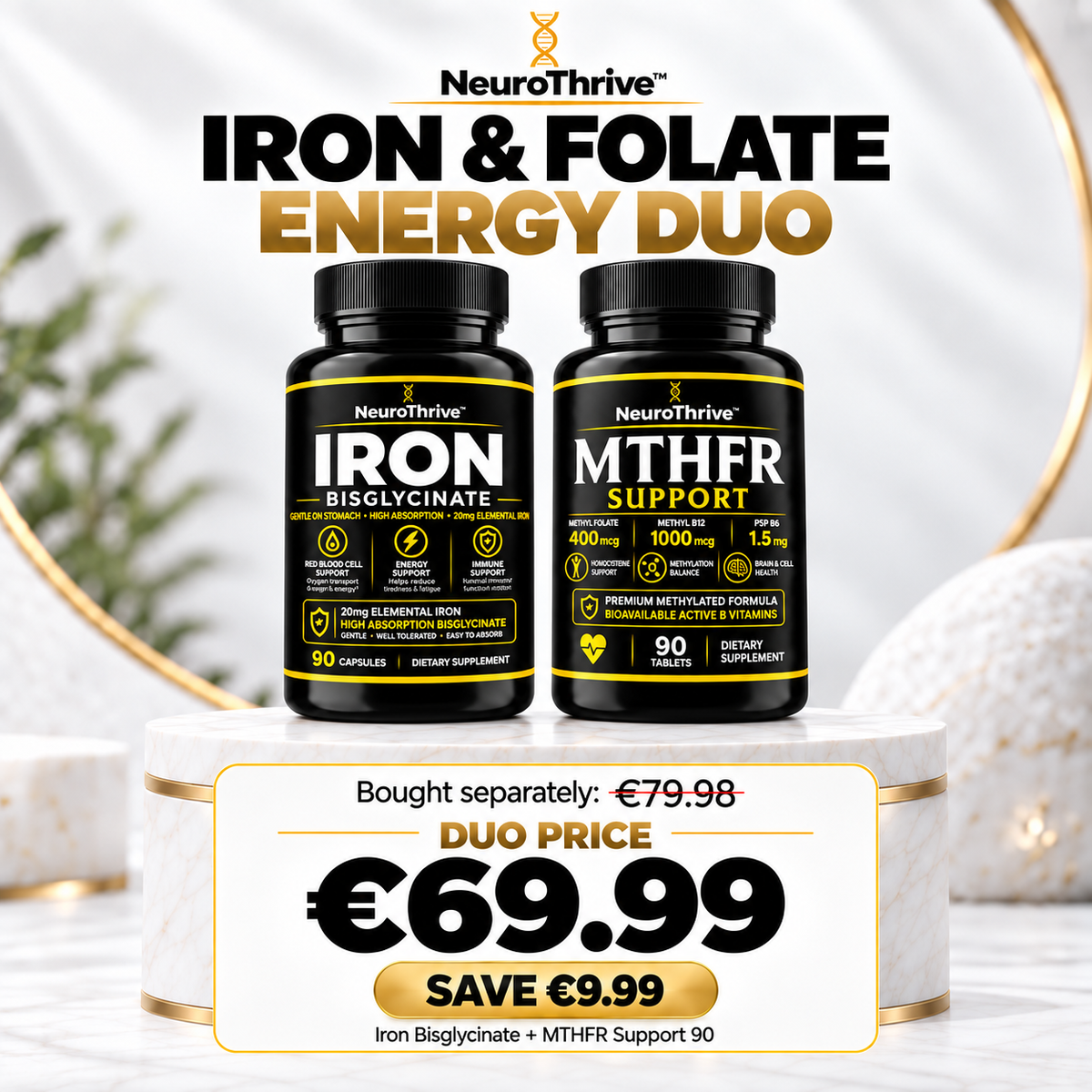 NeuroThrive™ Iron & Folate Energy Duo