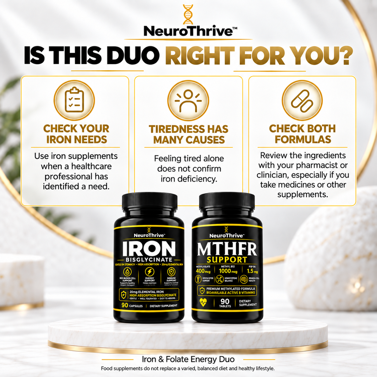 NeuroThrive™ Iron & Folate Energy Duo